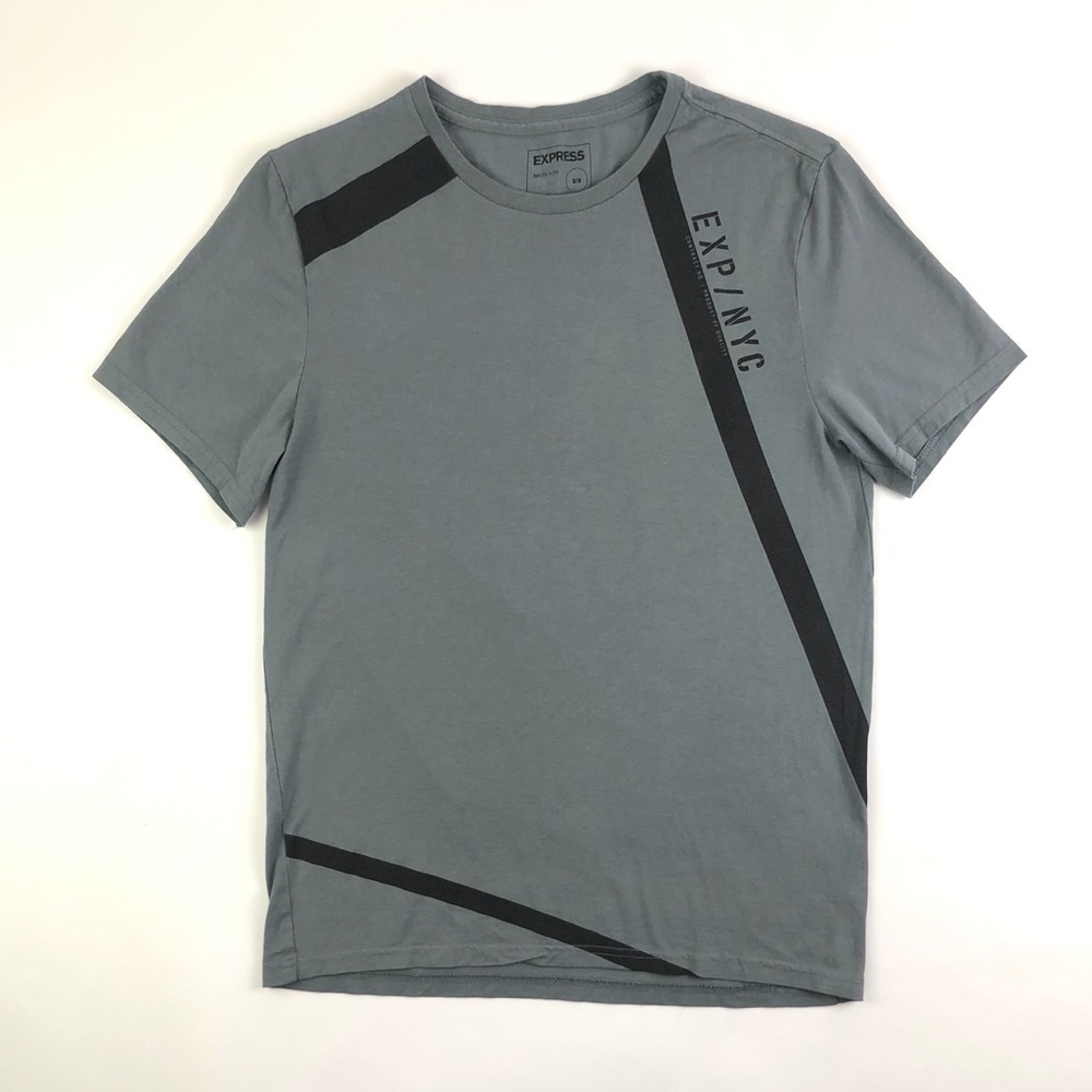 Express Grey Nyc Triangle Reflective Graphic Tee - image 2